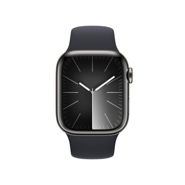 Apple Watch Series 9 [GPS + Cellular 41mm] Smartwatch with Graphite Stainless steel Case with Midnight Sport Band S/M. Fitness Tracker,Blood Oxygen & ECG Apps, Always-On Retina Display,Water Resistant