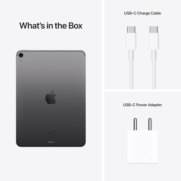 Apple iPad Air (5th Generation): with M1 chip, 27.69 cm (10.9″) Liquid Retina Display, 64GB, Wi-Fi 6 + 5G Cellular, 12MP front/12MP Back Camera, Touch ID, All-Day Battery Life – Space Gray