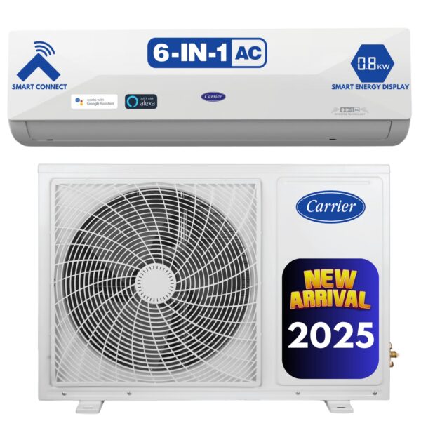 Carrier 1.5 Ton 3 Star Wi-Fi Smart Flexicool Inverter Split AC (Copper, Convertible 6-in-1 Cooling,Smart Energy Display, HD & PM 2.5 Filter, ESTER EDGE FXi (Wi-Fi), CAI18EE3R35W0,White)