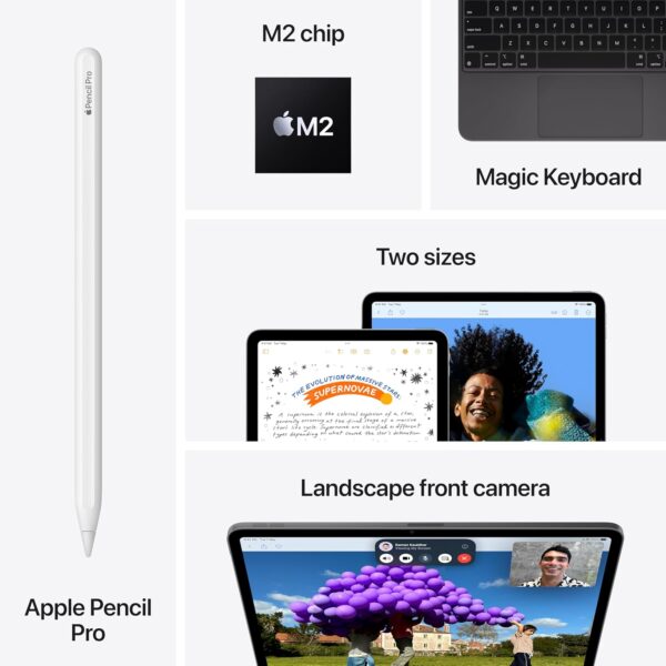 Apple iPad Air 13″ (M2): Liquid Retina Display, 128GB, Landscape 12MP Front Camera / 12MP Back Camera, Wi-Fi 6E, Touch ID, All-Day Battery Life — Space Grey