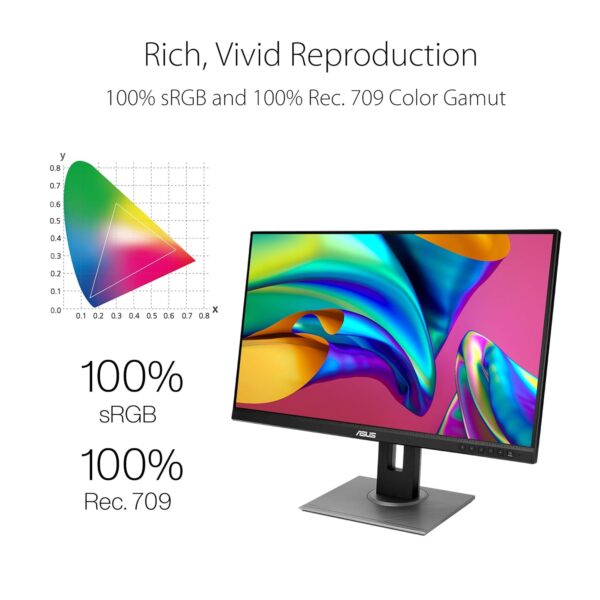 ASUS Proart Display PA278QV WQHD, 27 Inch (68.58 Cm) 2560 X 1440 Pixels Monitor, 100% Srgb/Rec. 709, E < 2, IPS, Displayport Hdmi Dvi-D Mini Dp, Calman Verified, Eye Care, Anti-Glare (Black)