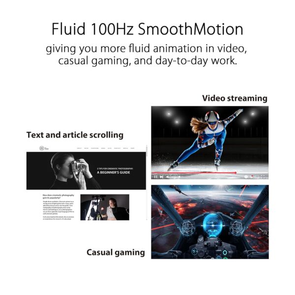 ASUS VA24EHF Eye Care Gaming Monitor 24-inch (23.8-inch viewable), IPS, Full HD, Frameless, 100Hz, Adaptive-Sync, 1ms MPRT, HDMI, Low Blue Light, Flicker Free, Wall Mountable